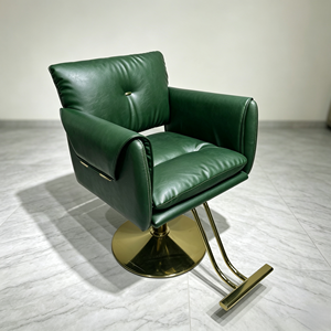 Fauteuil de Barbier Hydraulique Rembourré Crème, Chaise de Coiffure Pivotante avec Repose-Pieds pour Salon de Coiffure - Product Image 2
