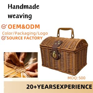 Panier de rangement portable <span class=keywords><strong>vintage</strong></span> avec couvercle rabattable, multi-usages, accessoire photo, boîte cadeau de mariage, rangement de jouets, prêt <span class=keywords><strong>à</strong></span> transporter, deux tailles - Product Image 1