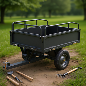 Remorque utilitaire de jardin robuste de 10 pieds cubes, capacité de 500 lb, chariot à benne basculante en acier, ATV UTV, remorquage à la main, pédale de traction - Product Image 2