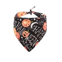 Bandana triangulaire double face pour chien, motif dessin animé Halloween citrouille, accessoire foulard-bavoir en tissu style graffiti pour animaux de compagnie