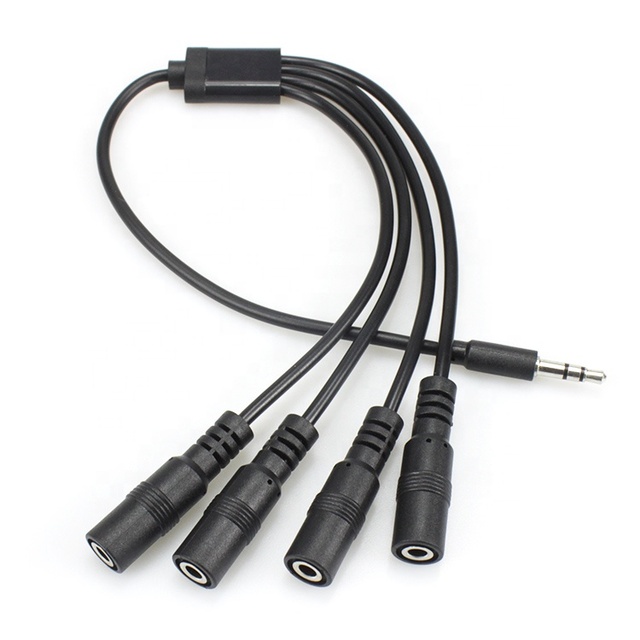 3.5mm TRS 1 Male to 4 Female Stereo Audio Splitter Cable Adapter for Multi-Device Signal Distribution PC/PS5/Headphones/Speakers