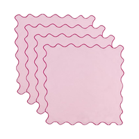 Serviettes en coton et lin multicolores écologiques, style uni, décoration de table à domicile, bordure festonnée, faites à la main, mariages