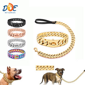 डो पालतू अनुकूलित कुत्ते कॉलर सोने बड़ा कुत्ता चेन पालतू हिप हॉप बिक्रीसूत्र किट कॉलर गला घोंटना हार पट्टा धमकाने लिंक क्यूबा कुत्ते की चेन - Product Image 1