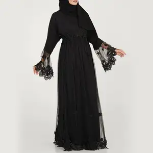 时尚蕾丝现代穆斯林Thobe为妇女软Bisht阿拉伯Jubah Nida与新模型Abaya