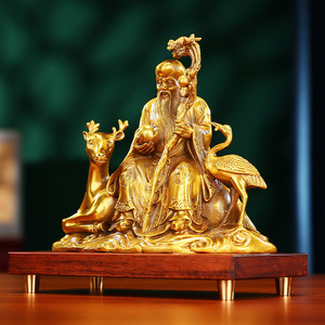 Statuetta in Ottone dell'Immortale dell'Antartide, Decorazione per la Casa, Statua di Shouxing Gong, Regalo Artigianale per Celebrazioni di Compleanno, Ornamento - Product Image 2