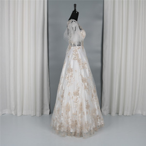 최신 디자인 자수 레이스 라인 웨딩 드레스 신부 가운 우아한 웨딩 드레스 가운 여성 웨딩 - Product Image 2