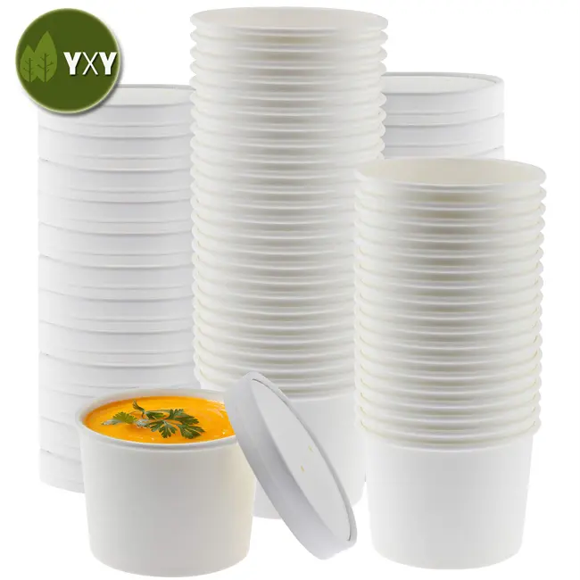 Get    Take Away Disposable White Paper Soup Cup