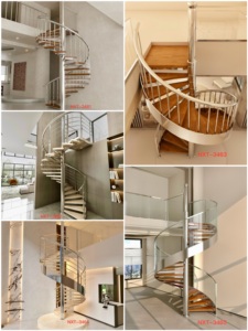 Escalera de Caracol Interior de Acero Inoxidable con Barandilla de Cable Cepillado y Peldaños de Madera, Escaleras Elegantes y Duraderas para Villas de Lujo y Penthouses - Product Image 5