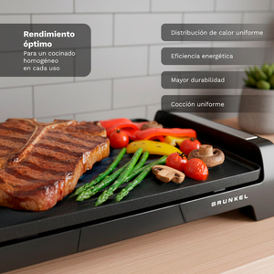 Piastra elettrica Grunkel da 2000 W con superficie antiaderente per grigliare e friggere all'interno - Product Image 4