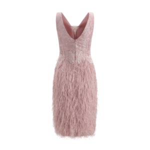 Abito da sera con piume di sirena <span class=keywords><strong>Nude</strong></span> rosa per feste ed eventi con la palla - Product Image 2