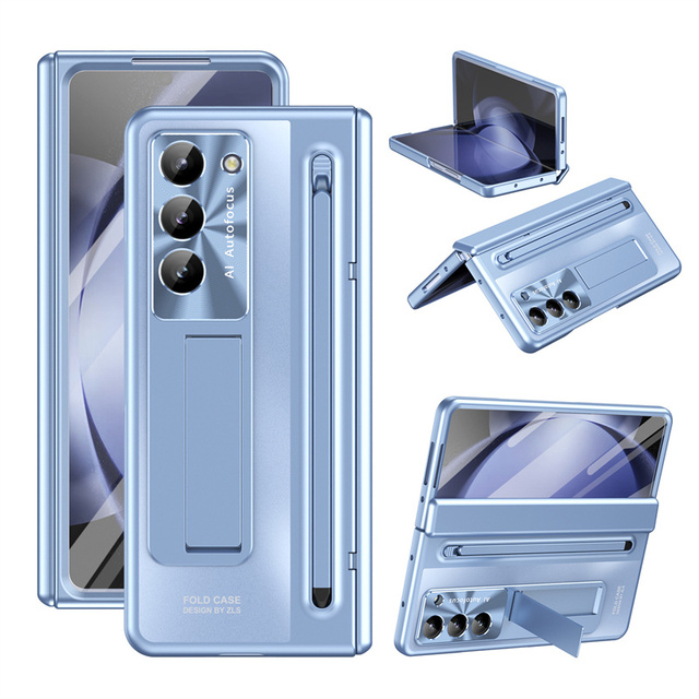 For Samsung Galaxy Z Fold 7 6 5 4 Original Touch Pen Folding Cover Tempered Glass Film Stand 360 Full Protection Hinge Case