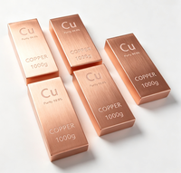 Barres de cuivre à bon prix, lingots de cuivre personnalisables, vente chaude, lingot de cuivre fin 999 de 1 kg pour investissement