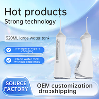 Hydropulseur buccal sans fil intégré, 3 modes, réservoir de 320 ml, pour usage domestique, fil dentaire portable, OEM ODM, jet d'eau sans fil