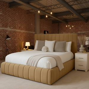 Cadre <span class=keywords><strong>de</strong></span> <span class=keywords><strong>lit</strong></span> king-size avec tête <span class=keywords><strong>de</strong></span> <span class=keywords><strong>lit</strong></span>, <span class=keywords><strong>lit</strong></span> rembourré en velours crème, <span class=keywords><strong>lattes</strong></span> en <span class=keywords><strong>bois</strong></span> pour meubles <span class=keywords><strong>de</strong></span> chambre à coucher - Product Image 4