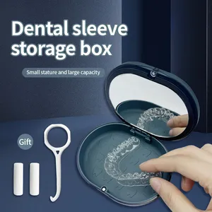 2-Layer Orthodontic Retainer Storage <b>Box</b> with Mirror Portable Cleaning&Soaking Case for Invisible Braces Travel Container - Product Image 2