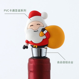 Pvc Cartoon Christmas <b>Wine</b> Stopper Food Grade Alloy Sealing Bottle Plug Gift - Product Image 1