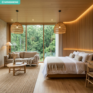 Lit plateforme en bois massif de style japonais, taille king, ensemble de meubles de chambre à coucher modernes pour hôtel, design durable - Product Image 5