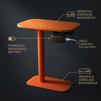 Table de chevet portable avec batterie rechargeable, hauteur réglable, avec 4 roues cachées pour la maison/la chambre/le bureau
