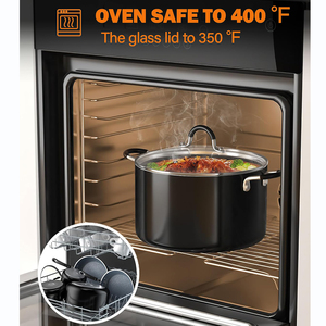 Ensemble de casseroles antiadhésives avec couvercles en verre, 8 pièces, en métal, revêtement céramique pour cuisinières à gaz et à induction - Product Image 5