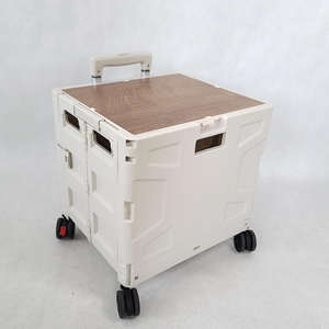 耐久性のあるプラスチック製の食品ジュエリー用のホイール蓋付きのスーパーマーケット大型折りたたみ式ショッピングトロリーカート屋外折りたたみ式 - Product Image 4