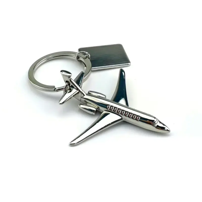 제조 업체 사용자 정의 미니 금속 3D 폭격기 전투기 비행기 열쇠 고리 여행 기념품 선물 실버 항공 비행기 열쇠 고리