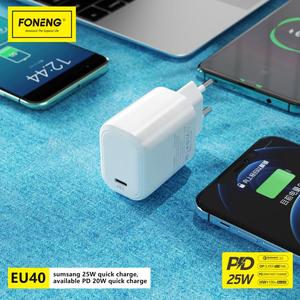 FONENG-Adaptador de cargador USB de viaje inteligente, cargador de pared portátil de 5V y 3A con enchufe europeo para <span class=keywords><strong>iPhone</strong></span> y teléfono móvil tipo c, venta al por mayor - Product Image 2