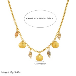 Seashell Scallop Gold Plated Pendant Chain Stainless Steel Necklace Bohemian Style Fashion Jewelry N3685 - Product Image 4