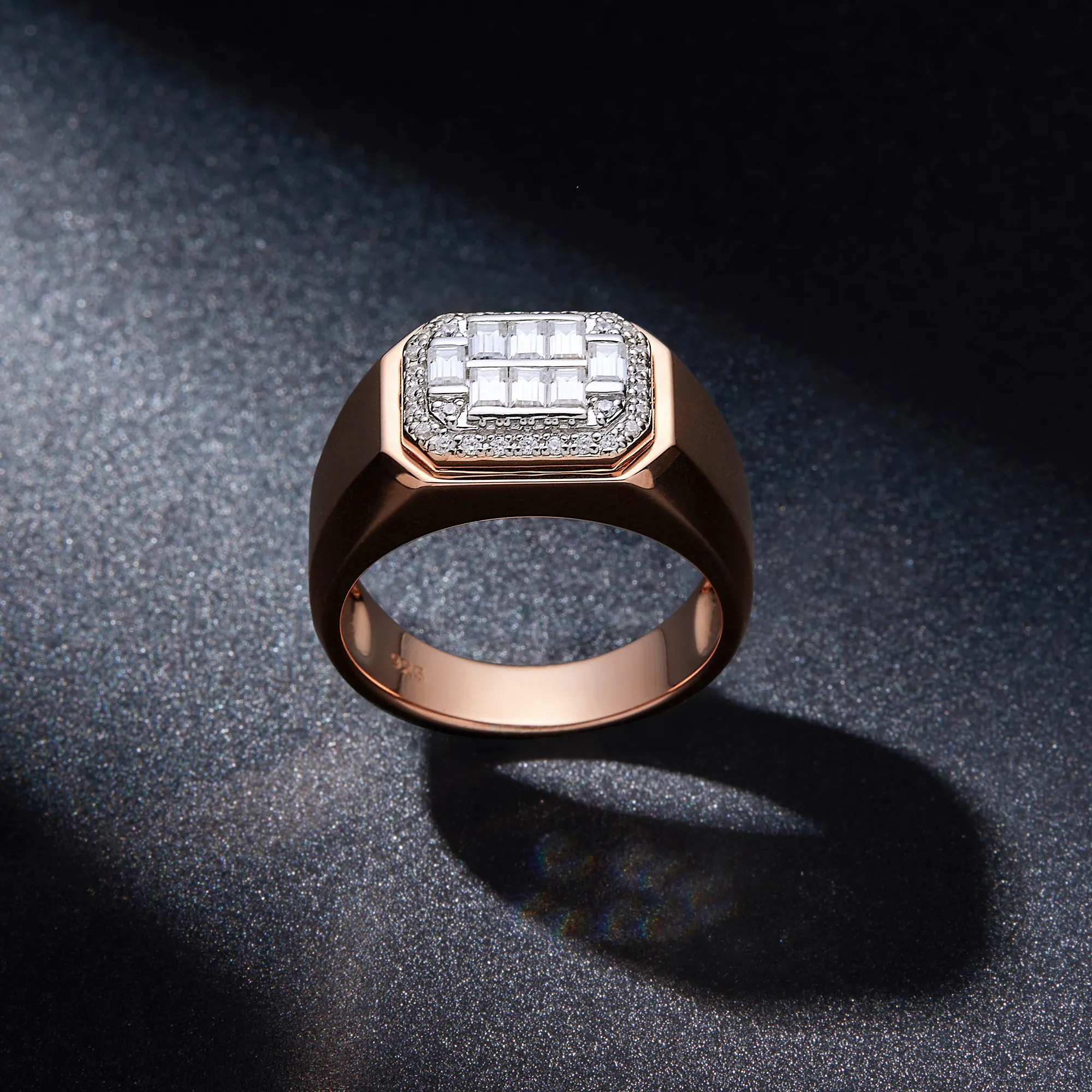 Мужское кольцо с покрытием из розового золота, 925 с бриллиантами