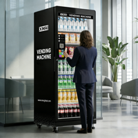 Distributeur automatique intelligent XMAI de grande capacité, 680 litres, en libre-service, réfrigéré, double vitrage, système de connectivité 4G, technologie de vision IA