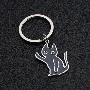 Porte-clés amusant en forme de chat noir avec doigt d'honneur, en acier inoxydable, cadeau humoristique, vente en gros - Product Image 2