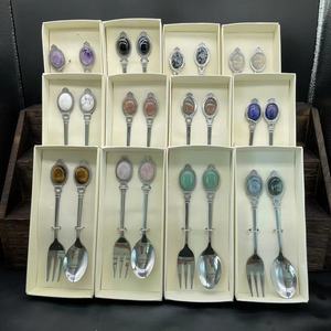 <b>Crystal</b> Heart Spoon and Fork Sets <b>Crystal</b> Healing Stones Craft Gemstones Gifts <b>Crystal</b> Spoons Fork Sets - Product Image 1