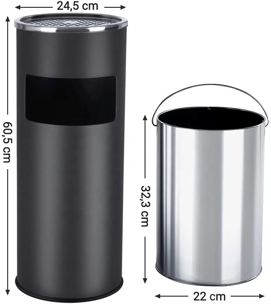 Hotel Ashtray Stainless Steel Cigarette Bin Portable Hotel Waste Bin Standing Ashtray Bin