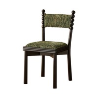 Chaise de salle à manger rétro en bois massif de style français avec revêtement en velours - Chaise de jardin stable et durable pour l'extérieur