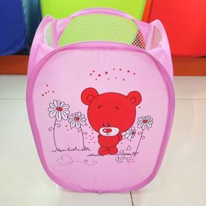Cartoon Toy Storage <b>Basket</b>, Bedroom and Bathroom Laundry Hamper, <b>Mesh</b> Large Capacity Dirty Clothes Storage - Product Image 4