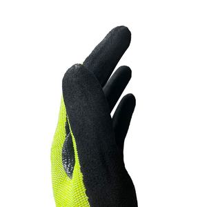 Hi-vis ANSI A5 E مستوى القطع <span class=keywords><strong>13G</strong></span> HPPE صلب نخيل النتريل الرملي غير الملحوم المغلفة مع سرج الإبهام - Product Image 5