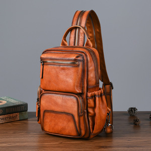 Zaino da Viaggio Casual da <span class=keywords><strong>Uomo</strong></span> <span class=keywords><strong>in</strong></span> <span class=keywords><strong>Pelle</strong></span> Bovina Crema Conciata al Vegetale, Stile Retrò e Artigianale - Product Image 1
