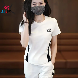 <b>Women</b> Casual Jogging <b>Running</b> Knit T-shirt Pant Sets Girls Female Summer Autumn Sports 2 Piece Sets - Product Image 4