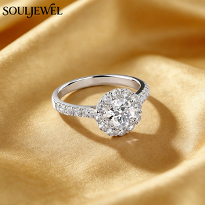 Anillo de Eternidad Clásico Souljewel para Mujer, Plata 925 con Baño de Rodio, Moissanita de 1ct con Corte Redondo en Forma de Flor, Certificado GRA - Product Image 1