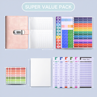 Carnet de budget A6 en cuir PU Macaron, organiseur de trésorerie avec serrure à combinaison, rechargeable à 6 anneaux, personnalisable avec logo