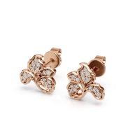 Anting-anting stud bunga moissanite perak sterling 925 untuk wanita, berlapis emas 18K, moissanite warna D, VVS1, berlian floral