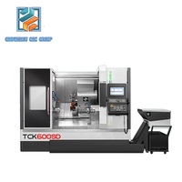 Machine à tournage et fraisage horizontale à banc incliné TCK6050, robuste, avec tourelle à 8 broches pour pièces de grande et petite taille