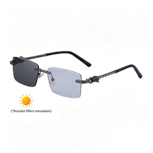 Nouvelles <span class=keywords><strong>lunettes</strong></span> <span class=keywords><strong>de</strong></span> <span class=keywords><strong>soleil</strong></span> rétro pour hommes Xcy, style européen et américain, sans monture, <span class=keywords><strong>photochromiques</strong></span>, UV400, avec bordure en diamant - Product Image 5