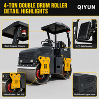 Rouleau compacteur combiné QIYUN 4 tonnes, rouleau compacteur routier 3 tonnes 5 tonnes, rouleau compacteur à pneus arrière en caoutchouc
