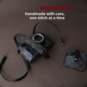 Housse de protection pour appareil photo <span class=keywords><strong>Leica</strong></span> M11/M10/M9/M8/Q3, en cuir véritable fait main à carreaux, design luxueux multifonctionnel - Product Image 2