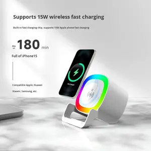 Nouveau RGB pour un éclairage coloré, support de téléphone portable sans fil 4 en 1, haut-parleur de bureau portable - Product Image 3