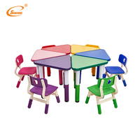 Ensemble Table et Chaises Triangulaires Ajustables en Alliage d'Aluminium Moderne avec Plateau ABS Coloré – Mobilier Scolaire pour Enfants et Salons – Vente en Gros