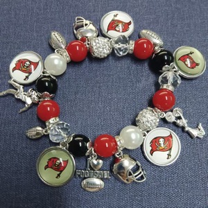国境を越えた卸売高品質<span class=keywords><strong>NFL</strong></span>チームチャームブレスレットアメリカンフットボールチームパンド合金天然石ベゼルおしゃれ - Product Image 3