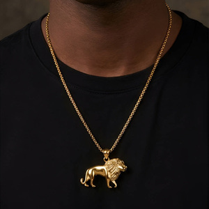 High Quality Cast Hip Hop Animal Lion Stainless Steel Gold Plated Pendant Jewelry Fine Fashion Jewelry Necklace for Men Women - Product Image 1