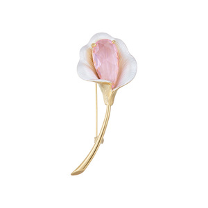 Calla Lily Brooch Pink Flower Pin Zinc Alloy Bezel Setting Women's Gift Jewelry - Product Image 5