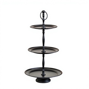 Soporte de metal de 3 niveles en negro mate de la mejor calidad para exhibir postres en bodas y fiestas, bandeja para servir cupcakes al precio más bajo. - Product Image 1